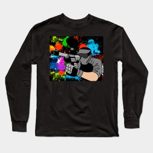 Colorful Paintball Motif Long Sleeve T-Shirt